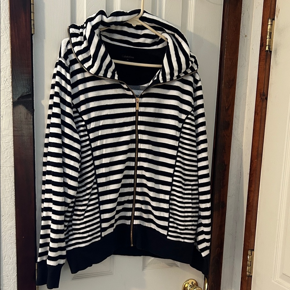 Calvin Klein Black and White Striped Jacket
